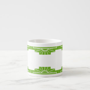Art Deco Sunburst Pattern in White and Lime Espres Espresso Cup