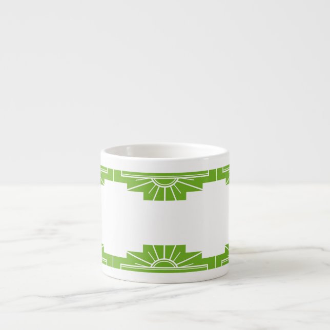 Art Deco Sunburst Pattern in White and Lime Espres Espresso Cup (Front)