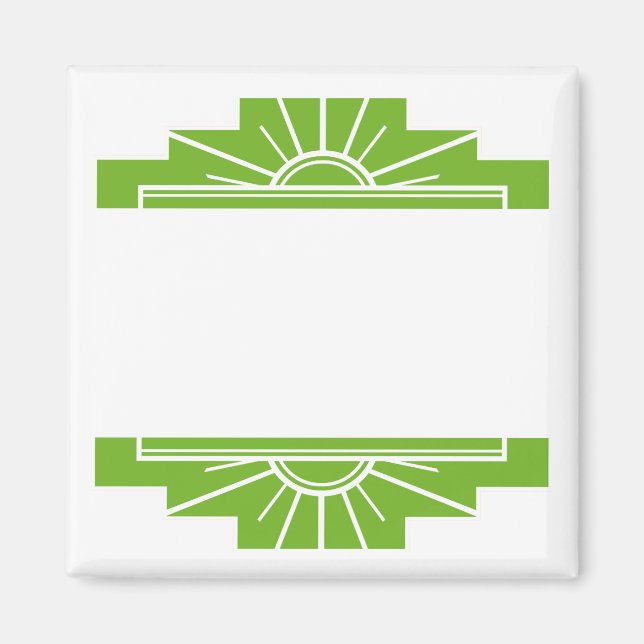 Art Deco Sunburst Pattern in White and Lime Magnet (Front)