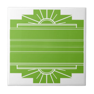 Art Deco Sunburst Pattern in White and Lime Tile