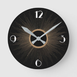 Art Deco Sunrays w/Numbers Round Clock