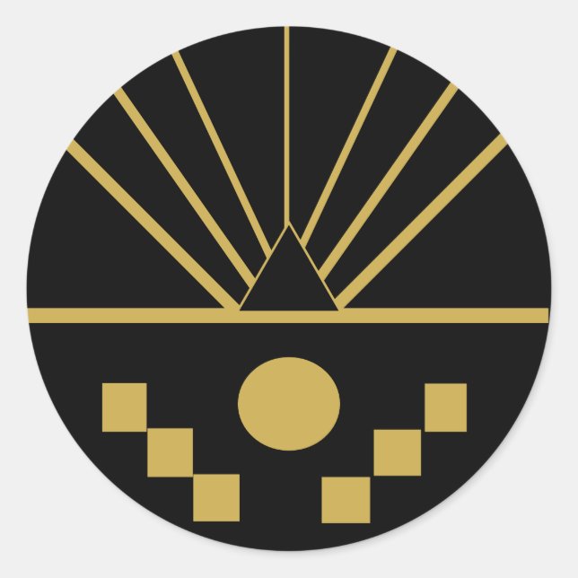 Art Deco Sunrise In Relief  Classic Round Sticker (Front)