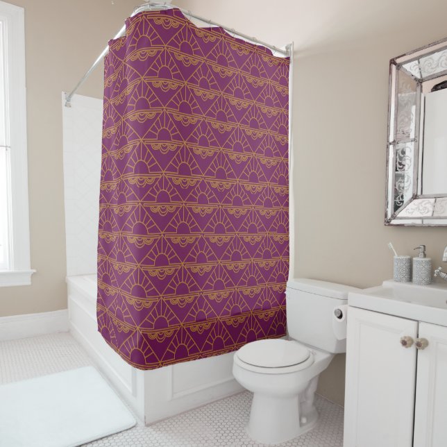 Art Deco Sunrise  Shower Curtain (In Situ)