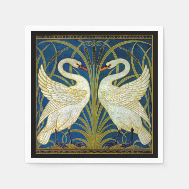 Art Deco Swans Mouse Pad Napkin (Front)