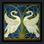 Art Deco Swans Poster<br><div class="desc">Pair of art deco swans in the reeds and water.</div>