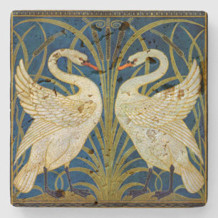 Art Deco Swans Stone Coaster