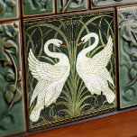 Art Deco Swans Wall Decor Art Nouveau Green Tile<br><div class="desc">Welcome to CreaTile! Here you will find handmade tile designs that I have personally crafted and vintage ceramic and porcelain clay tiles, whether stained or natural. I love to design tile and ceramic products, hoping to give you a way to transform your home into something you enjoy visiting again and...</div>