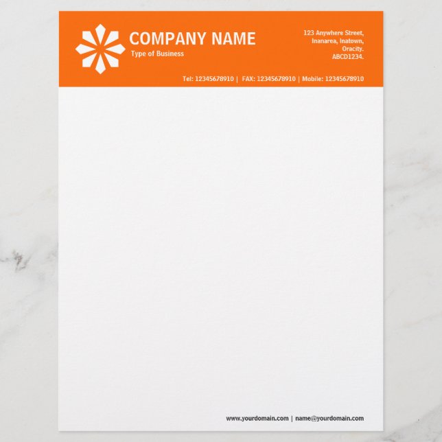 Art Deco Symbol 2in Colour Header - Orange Custom Letterhead (Front)