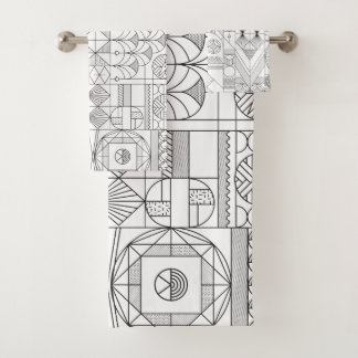Art Deco Symmetry Line Art Pattern Bath Towel Set