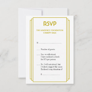 Art Deco tan stacked frame gold RSVP response