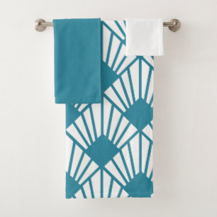 Art Deco Teal Fans Bath Towel Set