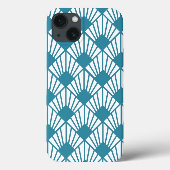 Art Deco Teal Fans  Case-Mate iPhone Case (Back)