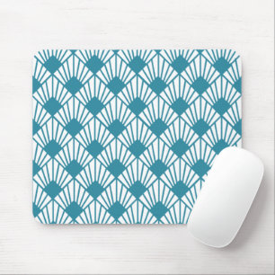 Art Deco Teal Fans Mouse Pad