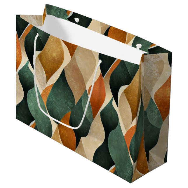 Art Deco Teal & Gold Geometric Pattern (4) Large Gift Bag (Front Angled)