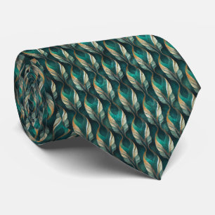 Art Deco Teal & Gold Geometric Pattern (7) Tie
