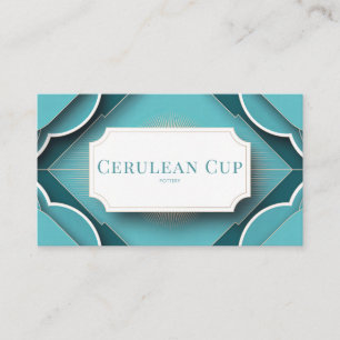 Art Deco Teal Scallop Frame Geometric Modern Business Card