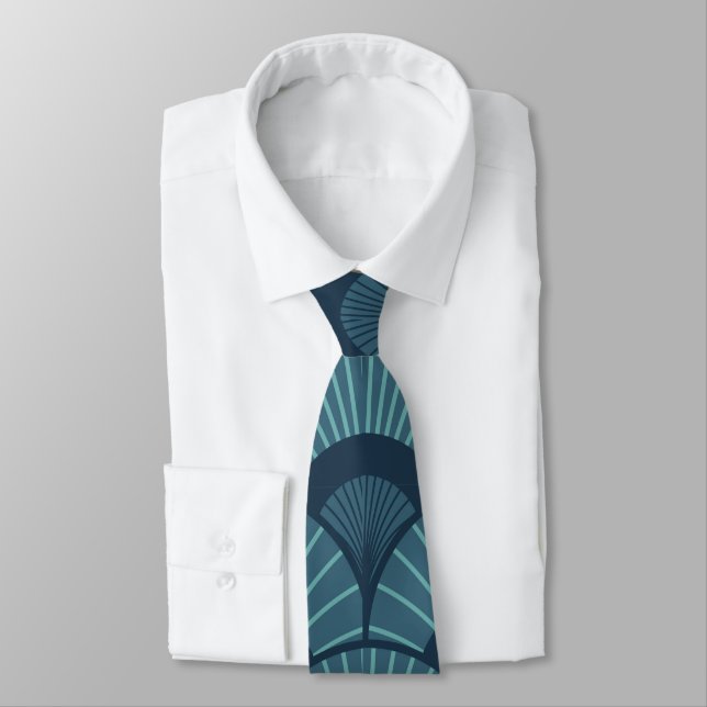 Art Deco Teal Tie (Tied)