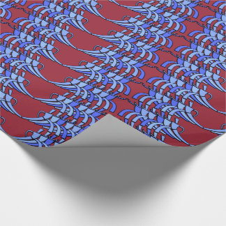 Art Deco Team Spirit (Cranberry and Blues) Wrapping Paper