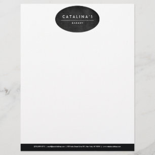 Art Deco Text on Black Wood Oval Logo Letterhead Design
