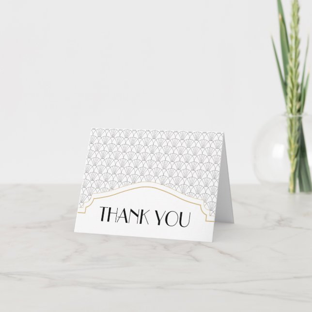 Art Deco Thank You Note with Names and Date (Front)