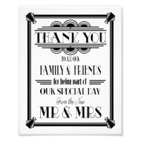 art deco, Thank You sign, wedding sign BLACK TEXT