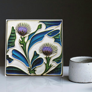 Art Deco Thistle Wall Decor Art Nouveau Ceramic Ce Tile