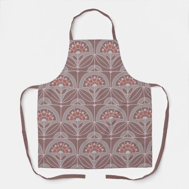 Art Deco Tile Floral (moss rose) Apron (Front)