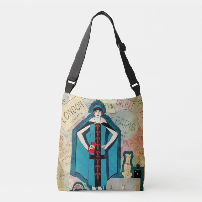 Art Deco Travel Lover Crossbody Bag (Front)