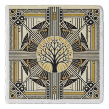 Art Deco Tree of Life Stone Trivet & Wall Hanging