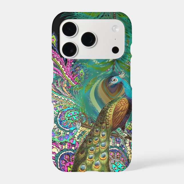 Art Deco Trendy Peacock Pink Aqua Purple Gold (Back)