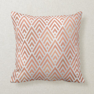 Art Deco Triangle Geometry White Rose Grey Diamond Cushion