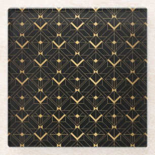 Art Deco Triangle: Luxury Pattern. Glass Coaster