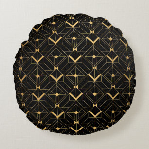 Art Deco Triangle: Luxury Pattern. Round Cushion