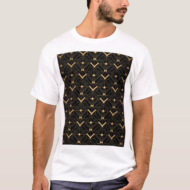 Art Deco Triangle: Luxury Pattern. T-Shirt (Front)