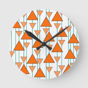 Art Deco Triangles  Round Clock