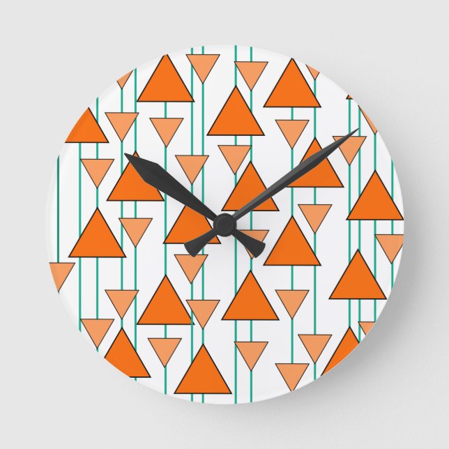 Art Deco Triangles  Round Clock (Front)