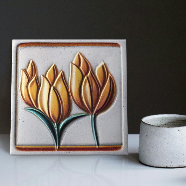 Art Deco Tulip Floral Wall Decor Art Nouveau Ceram Tile (Creator Uploaded)