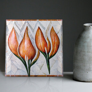 Art Deco Tulip Floral Wall Decor Art Nouveau Ceram Tile