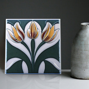 Art Deco Tulip Floral Wall Decor Art Nouveau Tile