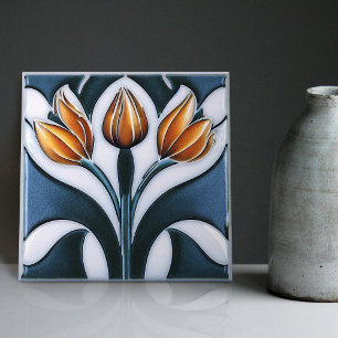 Art Deco Tulip Floral Wall Decor Art Nouveau Tile