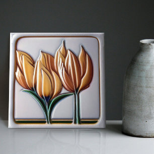 Art Deco Tulip Floral Wall Decor Art Nouveau Tile