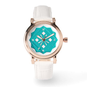 Art Deco turquoise blue geometric pattern Watch
