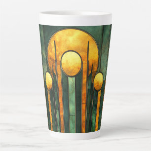 Art Deco Turquoise Green Gold Sun Latte Mug