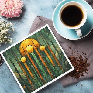 Art Deco Turquoise Green Gold Sun Napkin