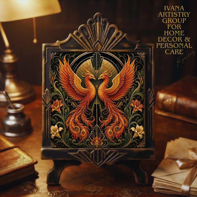 ART DECO TWIN PHOENIX CERAMIC TILE (Creator Uploaded)