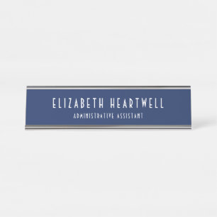 Art Deco Typography Navy Blue Title Desk Name Plate