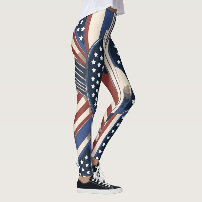 Art Deco US Flag Leggings for 4th of July (Right)