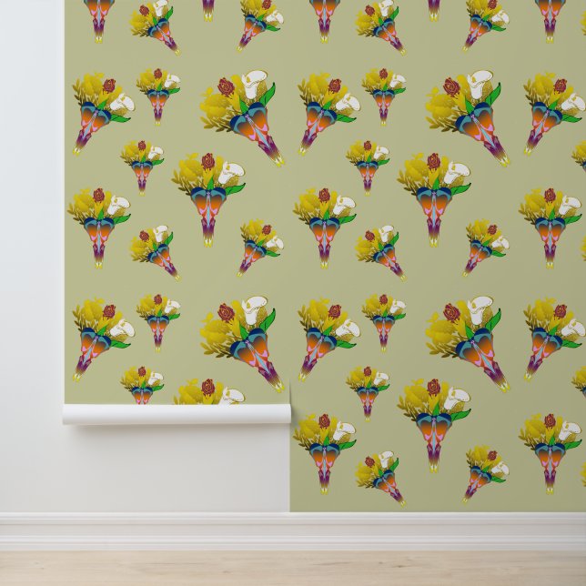 Art Deco Vase with Golden Flowers Wallpaper (Application)