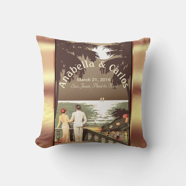 Art Deco Vintage Beach | champagne Cushion (Front)