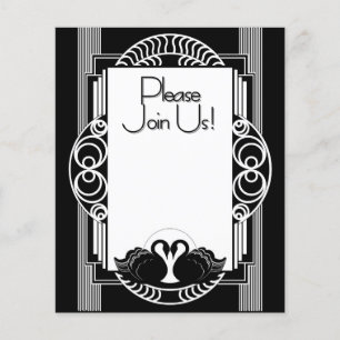 Art Deco Vintage Black and White Swans Flyer
